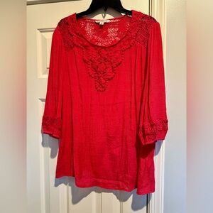 Zac & Rachel Woman pink floral lace blouse size 2X